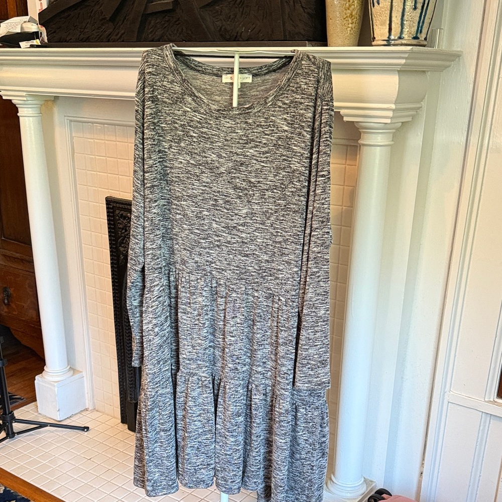 Heathered Gray Long Sleeve tiered Dress- worn about 3-4x